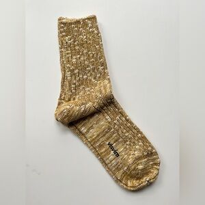 Visvim Gold and Cream Ribbed Socks